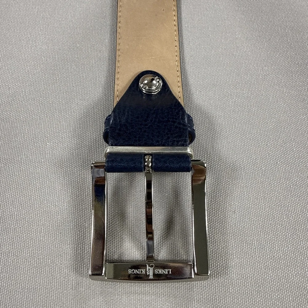 Links & Kings Belt Men's 36 Navy Blue Italian Leather Golf Made USA 1.5